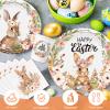 100Pcs Easter Party Decorations, Easter Tableware Set Serve 25 Guests 9" Dinner Plates 7" Dessert Plates 9OZ Paper Cups Napkins, Disposable Dinnerware Set, Paper Plate Bunny Egg Party Supplies view 3