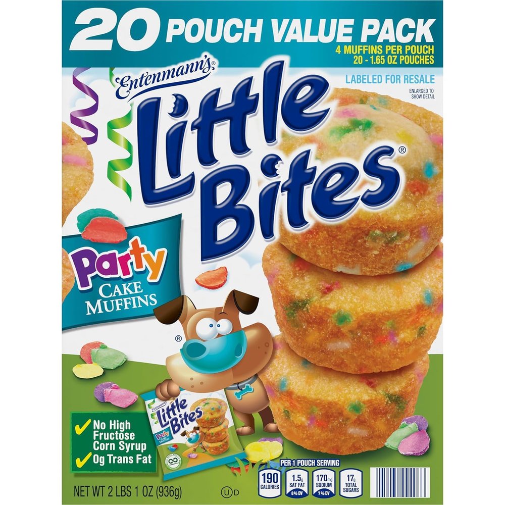 Entenman's Little Bites Party Cakes Muffins, 20 Pouch Value Pack