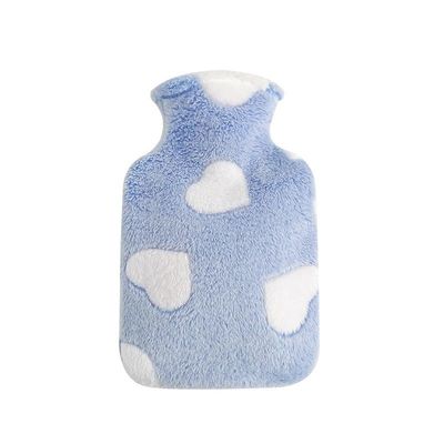 Fuzzy Hot Water Bottle with Soft Cover, Hand Feet Warmer, Reusable Hot Water Bag for Pain Relief, for Neck, Shoulder Pain and Menstrual Cramps, Hot Compress and Cold Therapy(Blue,500ml)