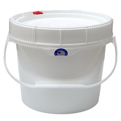 1.2 Gallon Bucket with Screw Top Lid & Handle Food Safe HDPE PolyEthylene Plastic BPA Free Storage Pail Airtight Safety Lock All Purposes Premium Quality Buckets FDA Compliant (White, 1.2 Gallon)