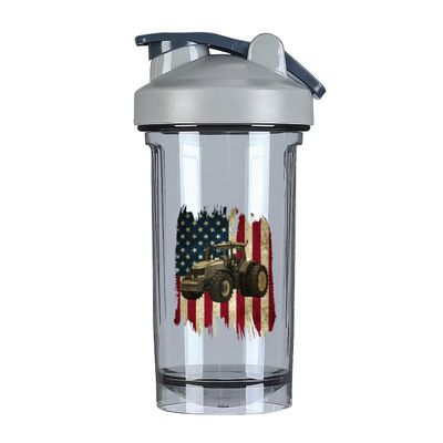 America Flag Tractor Born to Be Farmer 1 18 Ounce Shaker Bottle Drink Mixer Leak-proof Pre Workout Protein Shakes Meal Replacement Shakes Bottles 500ML/18 Oz Gray&-1-1