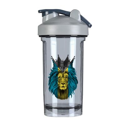 Bahamas Flag 2 18 Ounce Shaker Bottle Drink Mixer Leak-proof Pre Workout Protein Shakes Meal Replacement Shakes Bottles 500ML/18 Oz Gray&-1-1