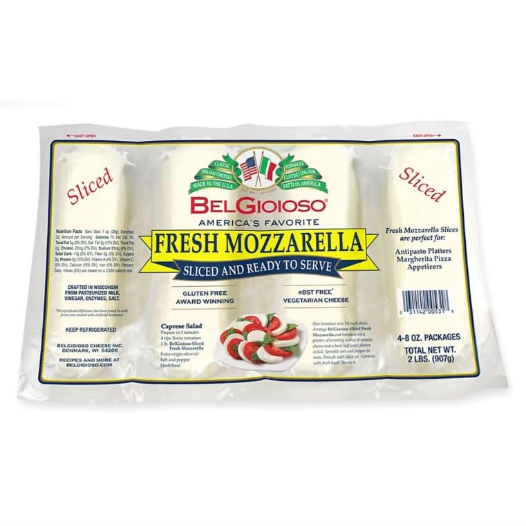 BelGioioso Fresh Sliced Mozzarella Cheese, 4 pk./8 oz.