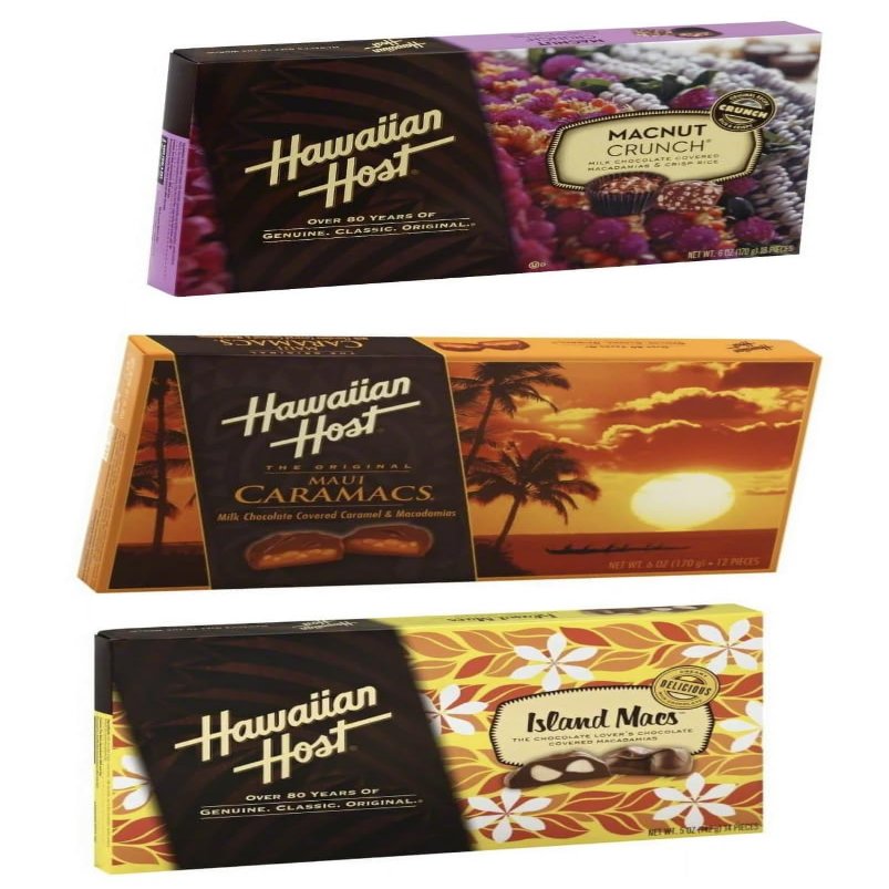 NineLife Basics Hawaiian Chocolate Macadamia Assortment 3 Pack : 1 Maui Caramacs, 1 Island Macs, 1 MacNut Crunch