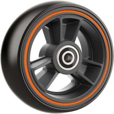 TRI-RACER 4" x 1.40" 3 Spoke Composite Mag Wheelchair Caster Wheel, Black Wheel With Colorful Ring. 5/16" Bearings Included. Set of 2 (Orange)