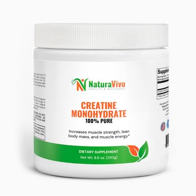 Creatine Monohydrate Powder 5,000mg per Serving Supports Lean Muscle Growth, Energy, Cognitive Function, Muscle Strength, Athletic Performance, 100% Pure Supplement - 50 Servings, Unflavored