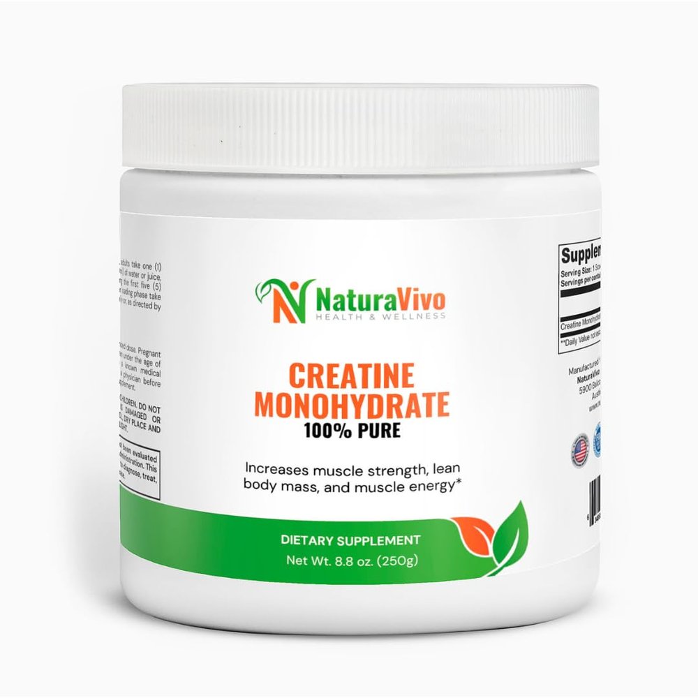 Creatine Monohydrate Powder 5,000mg per Serving Supports Lean Muscle Growth, Energy, Cognitive Function, Muscle Strength, Athletic Performance, 100% Pure Supplement - 50 Servings, Unflavored