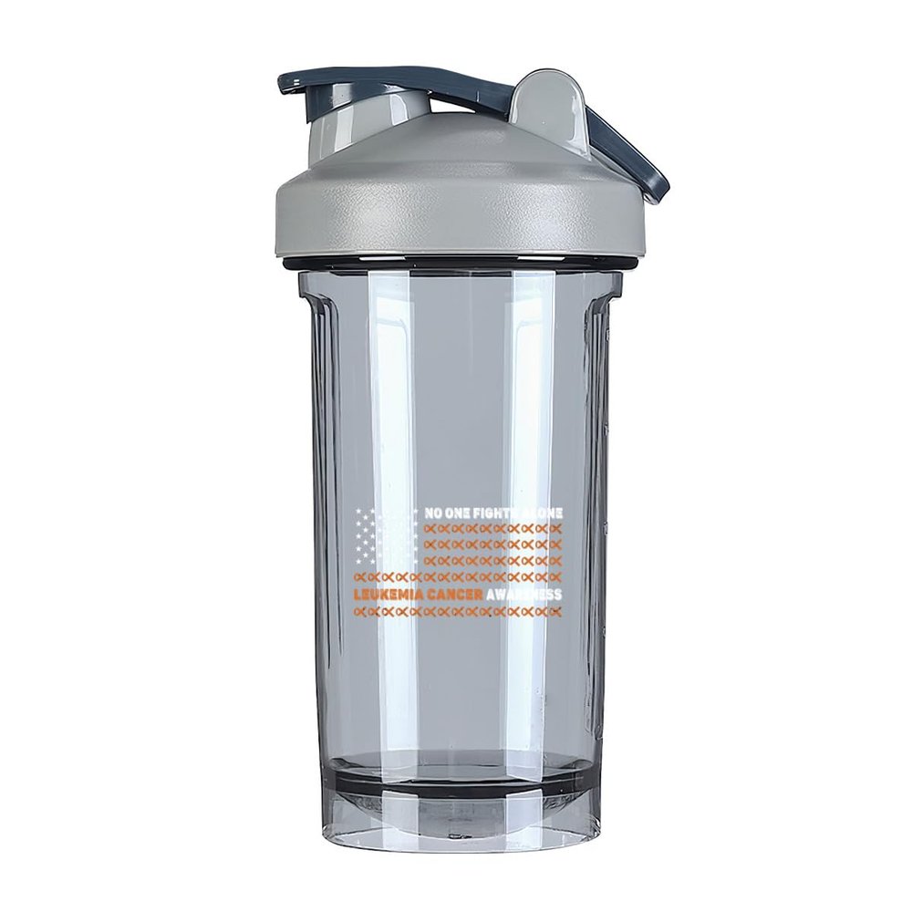 America Flag Fight Leukemia Cancer Awareness 18 Ounce Shaker Bottle Drink Mixer Leak-proof Pre Workout Protein Shakes Meal Replacement Shakes Bottles 500ML/18 Oz Gray&-1