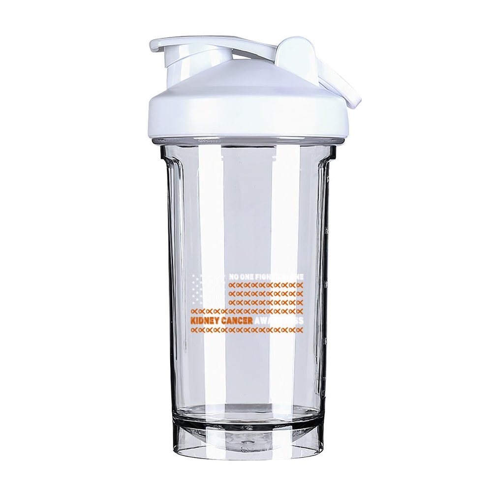 America Flag fight kidney Cancer Awareness 18 Ounce Shaker Bottle Drink Mixer Leak-proof Pre Workout Protein Shakes Meal Replacement Shakes Bottles 500ML/18 Oz White