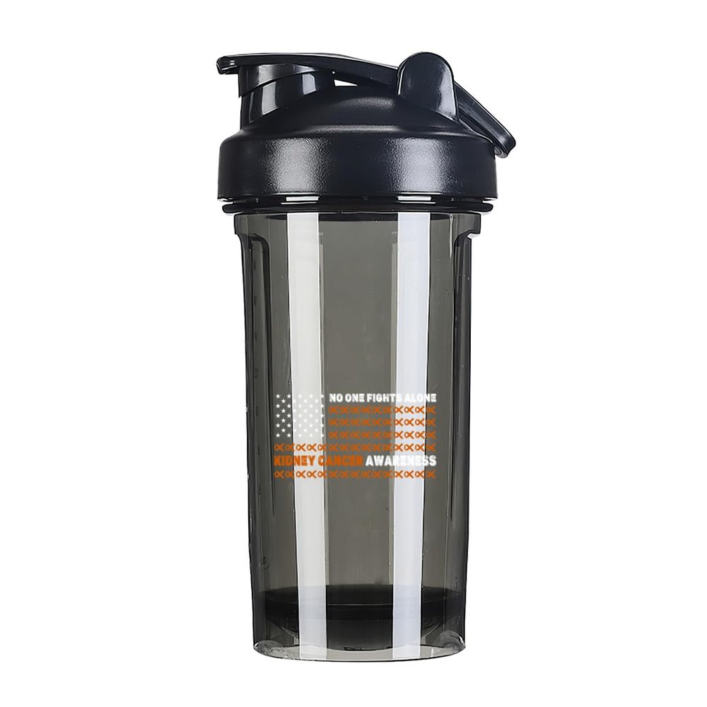 America Flag fight kidney Cancer Awareness 18 Ounce Shaker Bottle Drink Mixer Leak-proof Pre Workout Protein Shakes Meal Replacement Shakes Bottles 500ML/18 Oz Black
