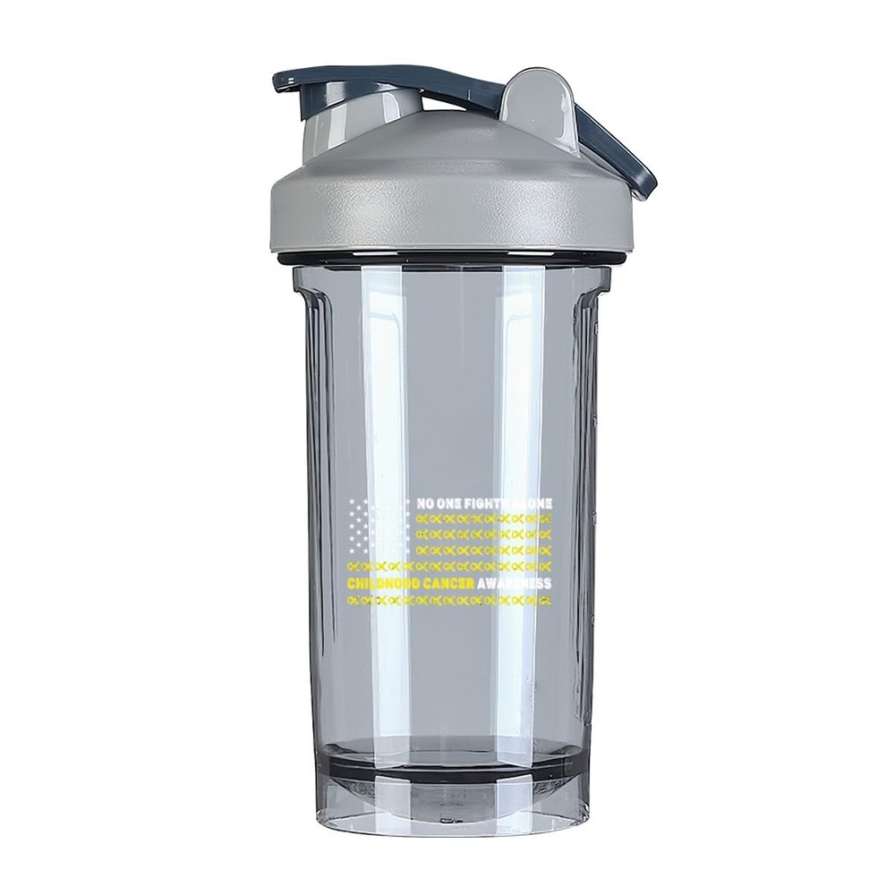 America Flag Fight Childhood Cancer Awareness 18 Ounce Shaker Bottle Drink Mixer Leak-proof Pre Workout Protein Shakes Meal Replacement Shakes Bottles 500ML/18 Oz Gray