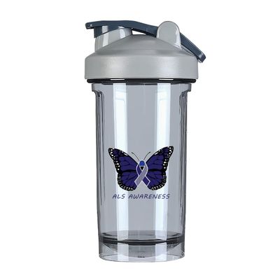 ALS Awareness ALS 18 Ounce Shaker Bottle Drink Mixer Leak-proof Pre Workout Protein Shakes Meal Replacement Shakes Bottles 500ML/18 Oz Gray