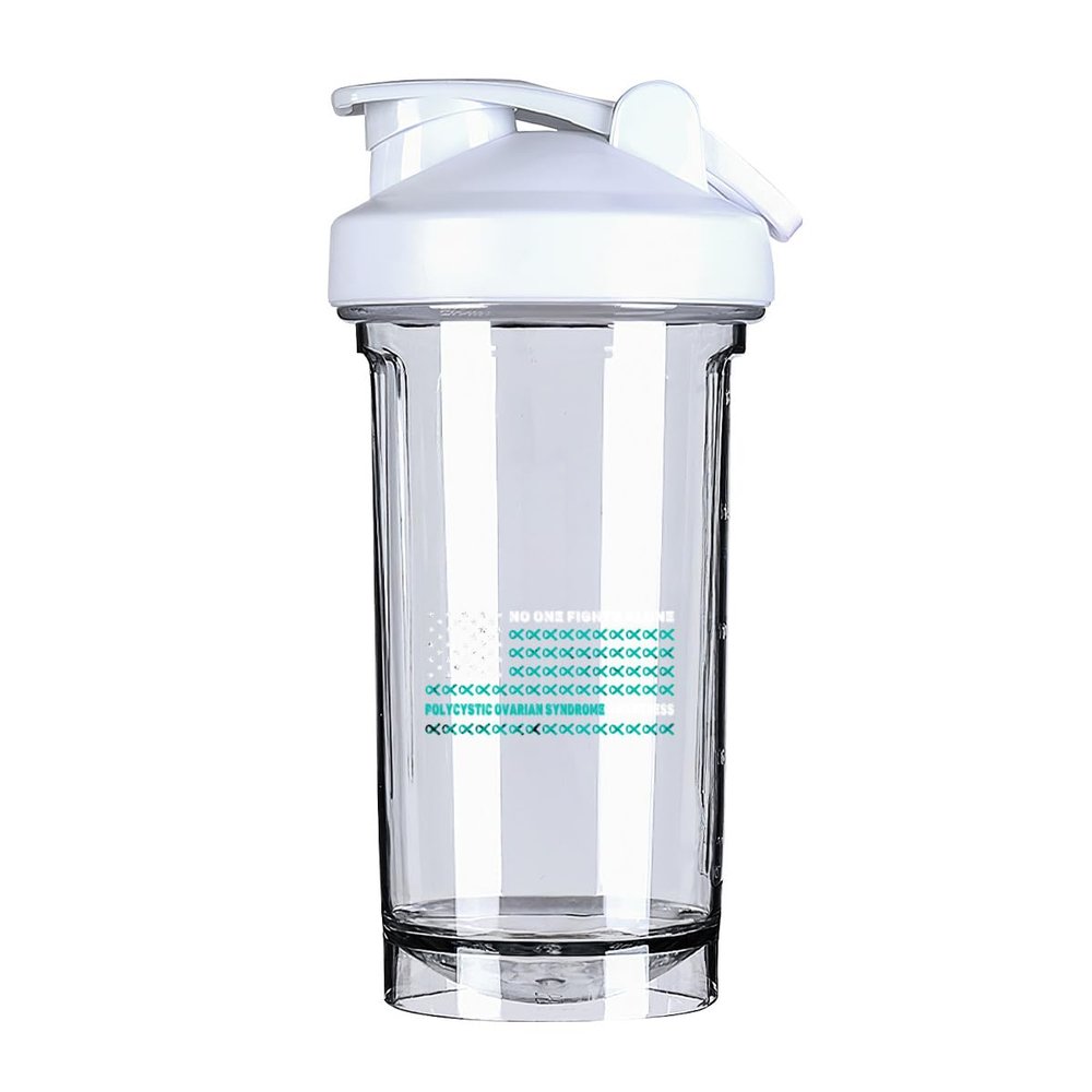 America Flag Polycystic Ovarian Syndrome PCOS's 18 Ounce Shaker Bottle Drink Mixer Leak-proof Pre Workout Protein Shakes Meal Replacement Shakes Bottles 500ML/18 Oz White