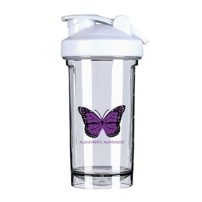 Alzheimer's Awareness 18 Ounce Shaker Bottle Drink Mixer Leak-proof Pre Workout Protein Shakes Meal Replacement Shakes Bottles 500ML/18 Oz White&-1&-1-1