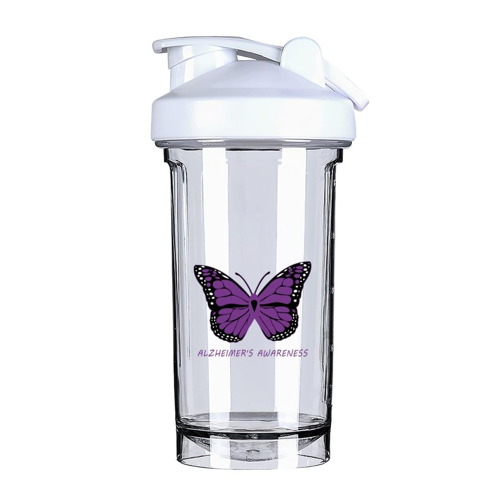 Alzheimer's Awareness 18 Ounce Shaker Bottle Drink Mixer Leak-proof Pre Workout Protein Shakes Meal Replacement Shakes Bottles 500ML/18 Oz White&-1&-1-1
