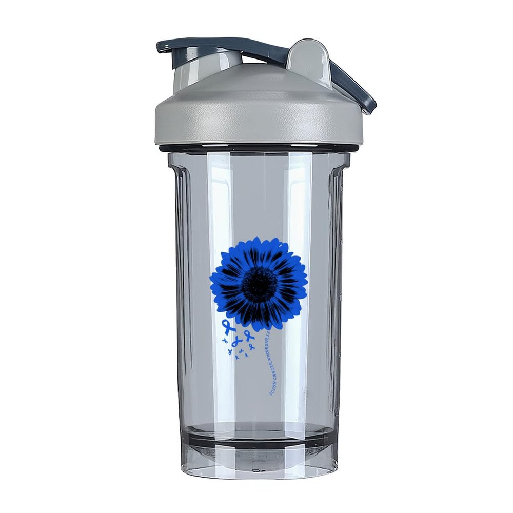 Colon Cancer Awareness 18 Ounce Shaker Bottle Drink Mixer Leak-proof Pre Workout Protein Shakes Meal Replacement Shakes Bottles 500ML/18 Oz Gray&-1&-1-1