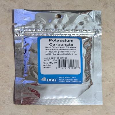 2oz Potassium Carbonate (K2CO3) for Grape Wines to Lower Tartaric Acid Producing "Wine Diamonds"