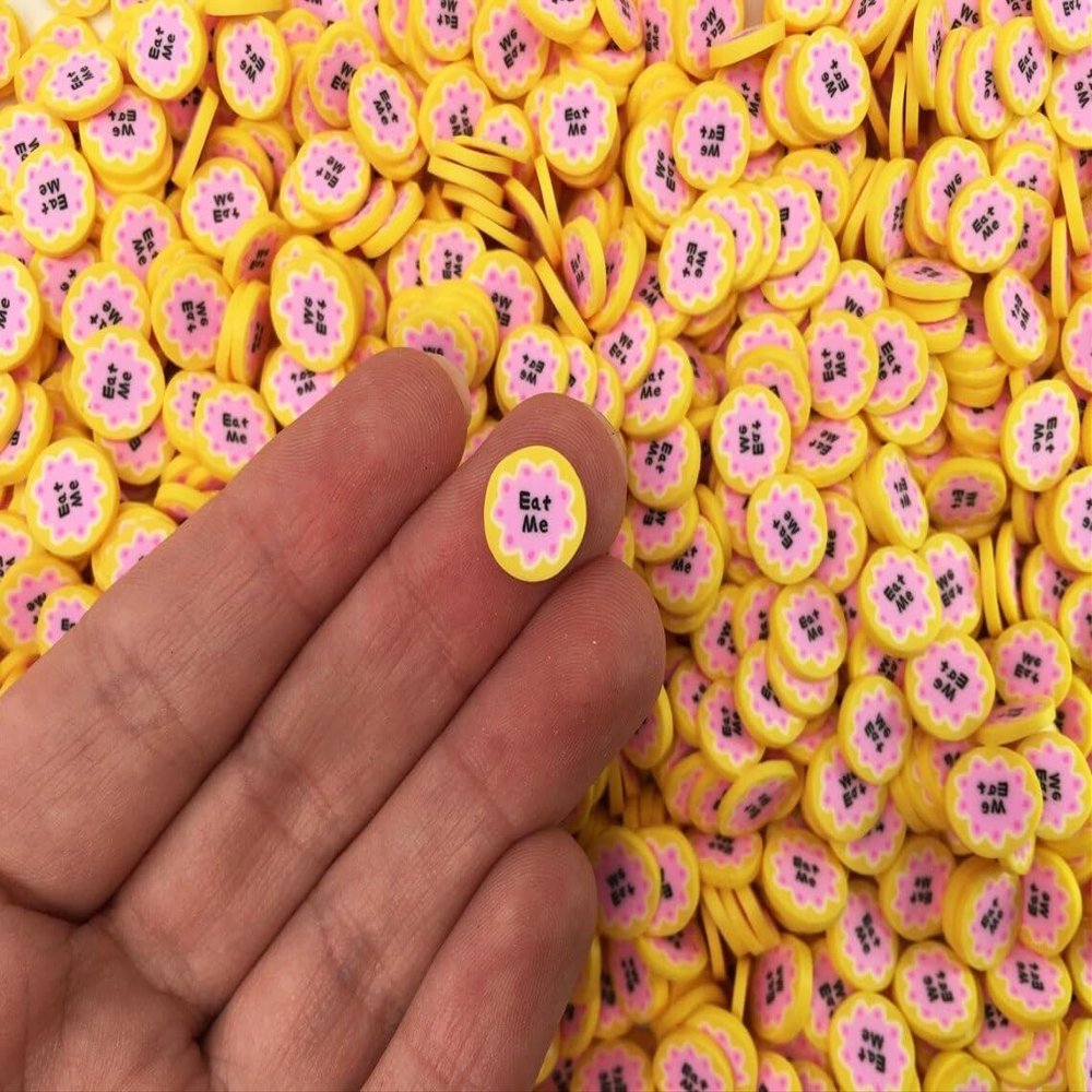 Large Eat Me Cookie Sprinkles, Non-Edible Fimo Themed Slices, Resin Embellishments for Decoden Crafts (30 gram bag)