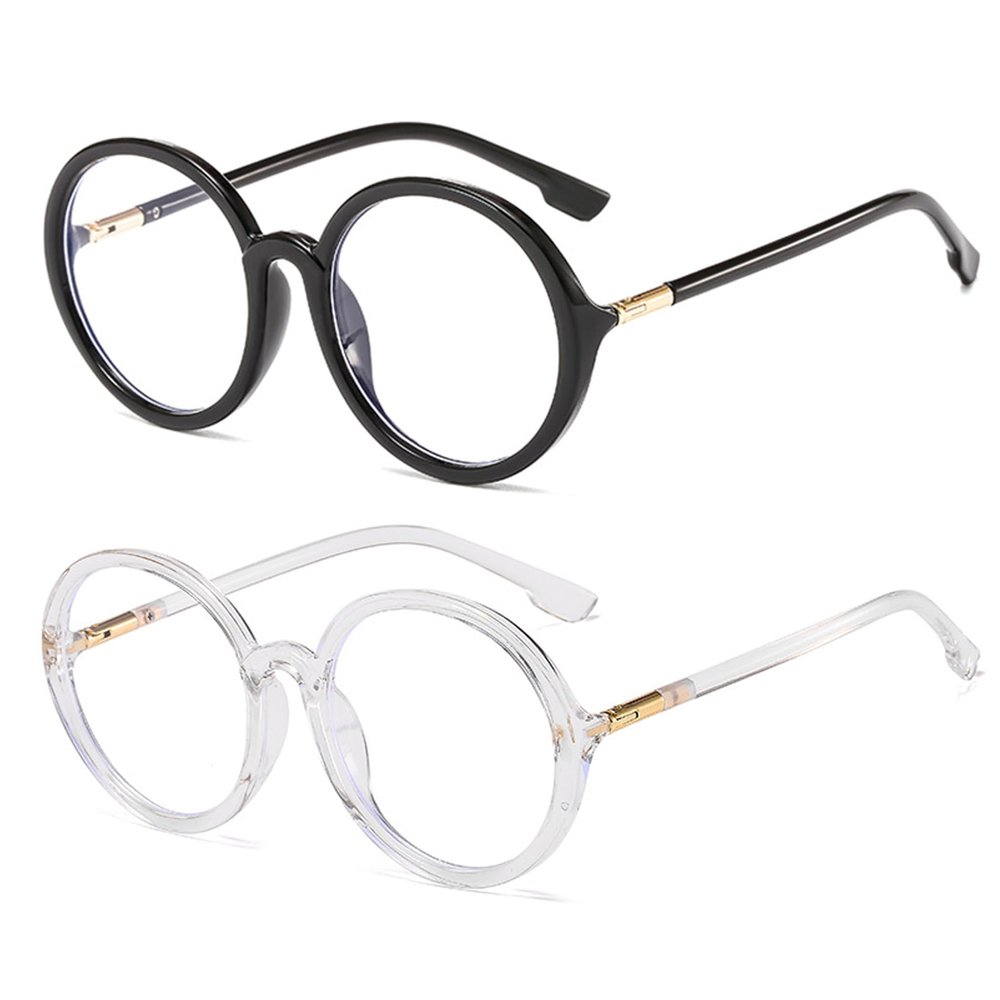bullabulling Retro round Reading Glasses For Women Blue Light Blocking Oversized Eyeglass Frames Large lens (black/white, 2.0, x)