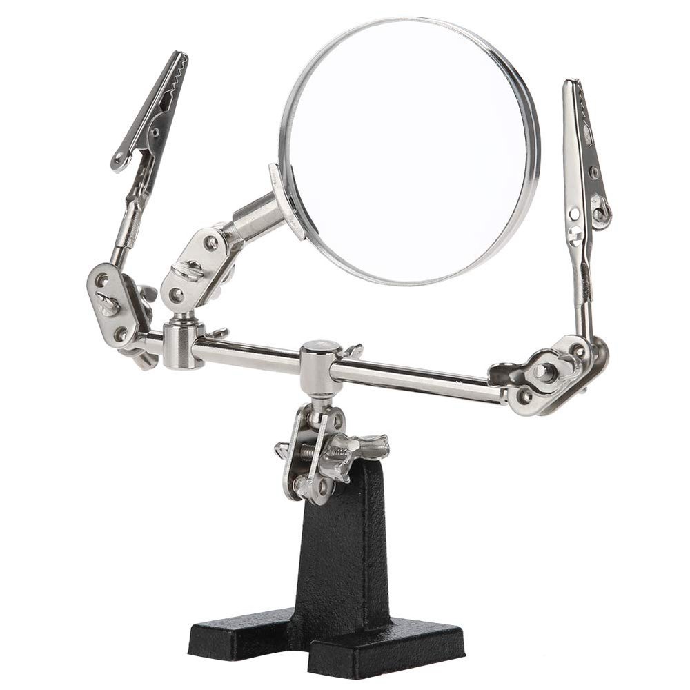 Magnifying Glass, Helping Hands Magnifier 5X Magnifying Glass Jewelry Accessory Magnifier 3rd Hand Helping Tool Jewelry Making Tools with 2 Clamps
