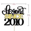 Migeaks Legend since 2010 cake topper, men and women cheer 16 years old happy birthday cake topper black gold glitter cake decoration supplies (2010, black gold) view 2