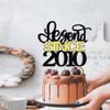 Migeaks Legend since 2010 cake topper, men and women cheer 16 years old happy birthday cake topper black gold glitter cake decoration supplies (2010, black gold) view 3