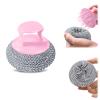 10er Pack Stainless Steel Wool Scrubber with Handle, Pot Scrubbers Dish Scrubber Cleaning Brush Wash for Dish, Stainless Steel Scrubbing Brushes Cleaning Supplies for Pots, Pans, Grills, Sink (Pink) view 1
