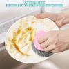 10er Pack Stainless Steel Wool Scrubber with Handle, Pot Scrubbers Dish Scrubber Cleaning Brush Wash for Dish, Stainless Steel Scrubbing Brushes Cleaning Supplies for Pots, Pans, Grills, Sink (Pink) view 4