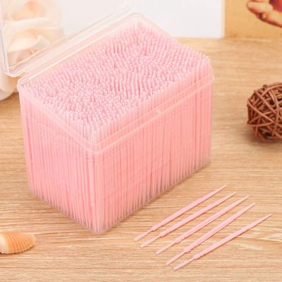 1100pcs Box Double Head Teeth Cleaning Toothpick Oral Care Floss Pick for Most People Yellow (Rose)