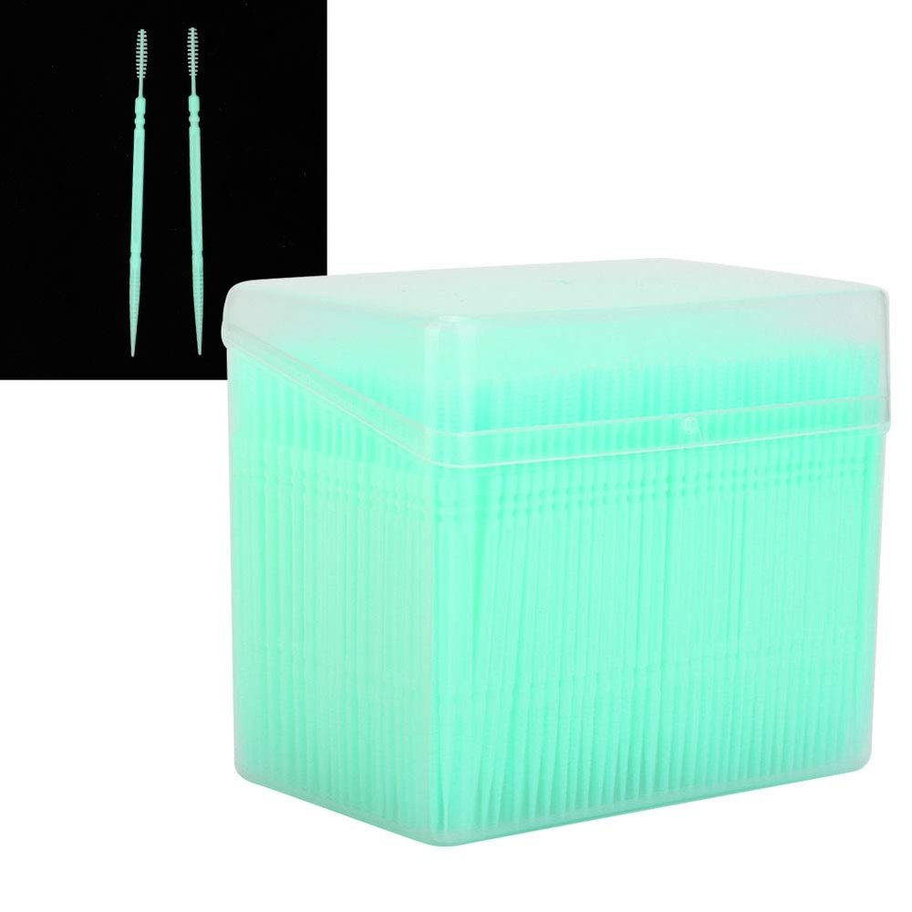 1100pcs Box Double Head Teeth Cleaning Toothpick Oral Care Floss Pick for Most People Yellow (Green)