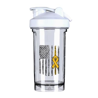 Appendix Cancer Awareness America Flag 18 Ounce Shaker Bottle Drink Mixer Leak-proof Pre Workout Protein Shakes Meal Replacement Shakes Bottles 500ML/18 Oz White