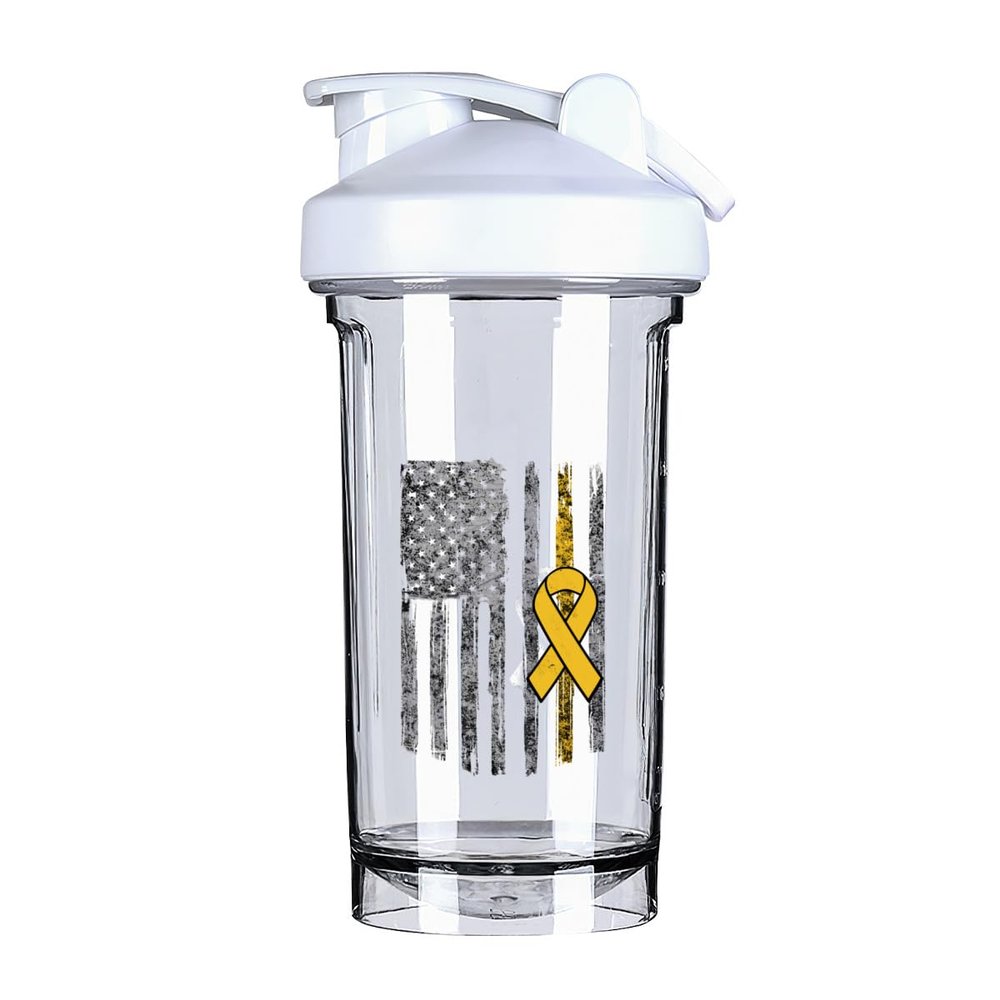 Appendix Cancer Awareness America Flag 18 Ounce Shaker Bottle Drink Mixer Leak-proof Pre Workout Protein Shakes Meal Replacement Shakes Bottles 500ML/18 Oz White
