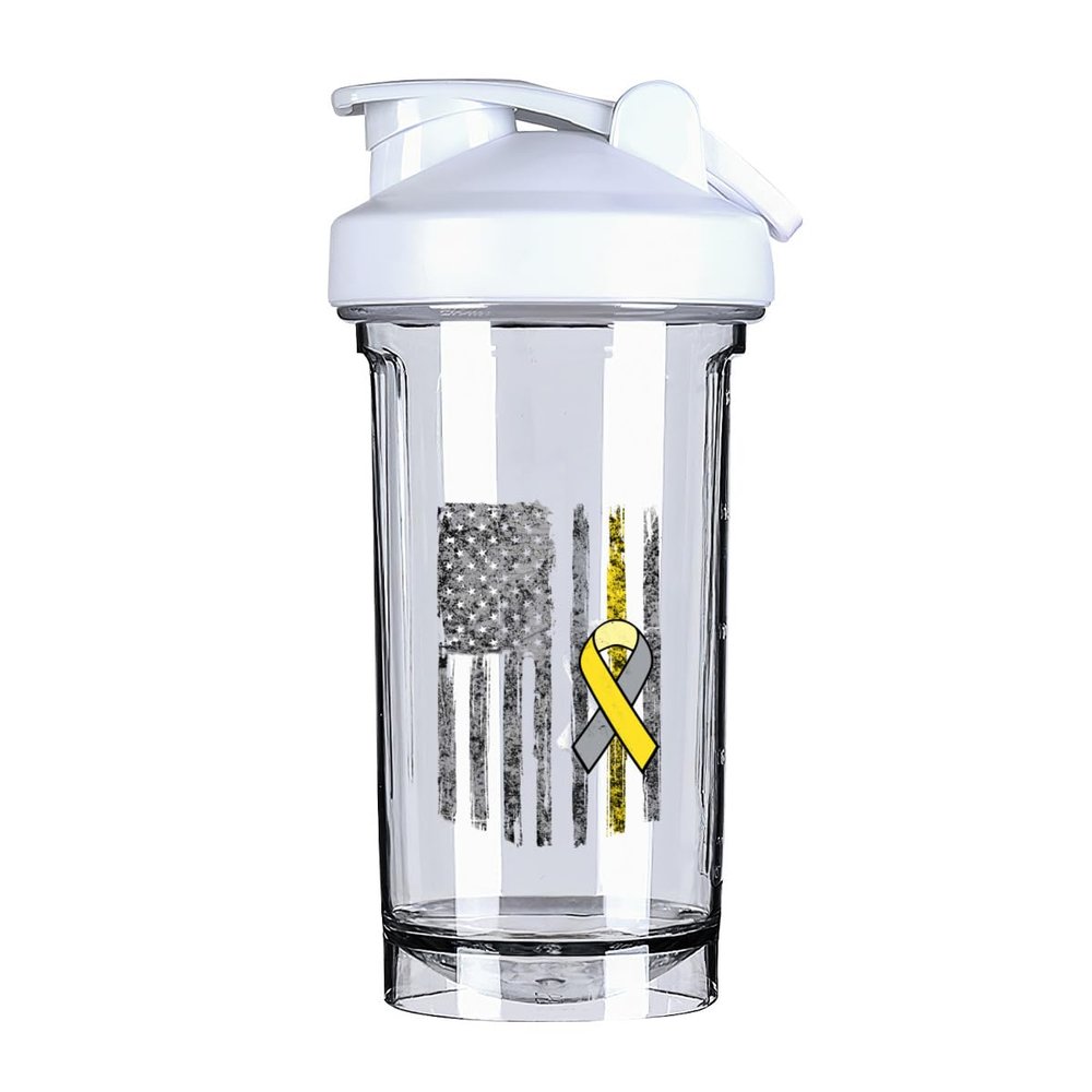 Deaf Awareness America Flag 18 Ounce Shaker Bottle Drink Mixer Leak-proof Pre Workout Protein Shakes Meal Replacement Shakes Bottles 500ML/18 Oz White