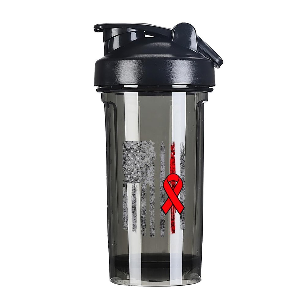 Blood Cancer Awareness America Flag 18 Ounce Shaker Bottle Drink Mixer Leak-proof Pre Workout Protein Shakes Meal Replacement Shakes Bottles 500ML/18 Oz Black