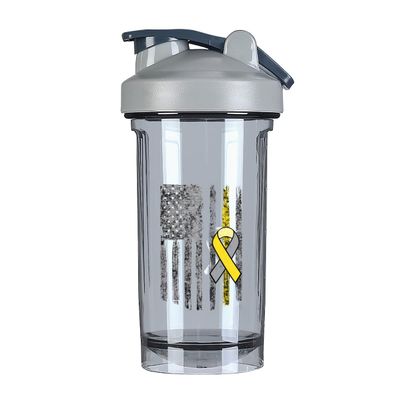 Deaf Awareness America Flag 18 Ounce Shaker Bottle Drink Mixer Leak-proof Pre Workout Protein Shakes Meal Replacement Shakes Bottles 500ML/18 Oz Gray