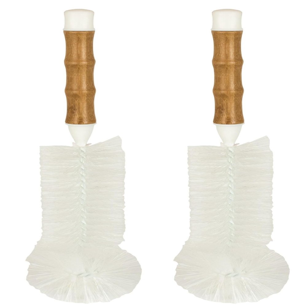 HIC Kitchen Water Bottle Brush, Natural Bamboo with Non-Scratch Bristles, Set of 2
