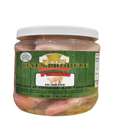 Patitas In Brine, Pork Feet In Vinegar and Vegetables, 1 Lbs. (16oz).