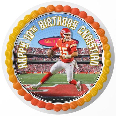 7.5 Inch Edible Cake Topper Patrick Chiefs Themed Mahome Birthday Party Collection of Edible Cake Decorations round