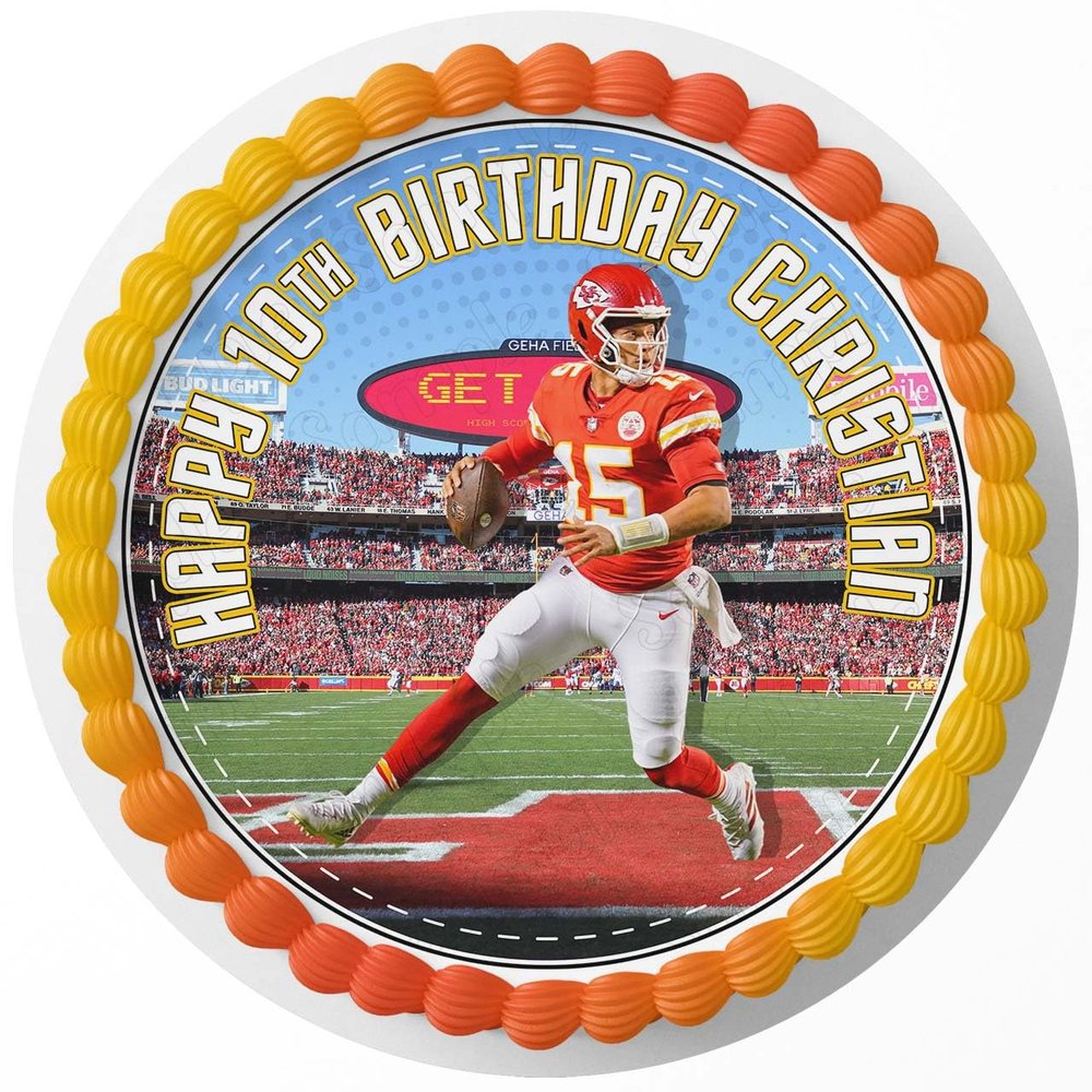 7.5 Inch Edible Cake Topper Patrick Chiefs Themed Mahome Birthday Party Collection of Edible Cake Decorations round