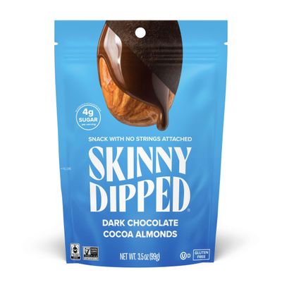 SKINNYDIPPED Almonds Cocoa Dusted Pouch 3.5 oz (Pack of 10)