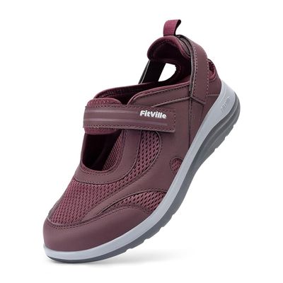 FitVille Diabetic Shoes for Women Extra Wide Width Diabetic Womens Sandals, Walking Shoes with Adjustable Closures Arch Support, Orthopedic Sandals for Flat Feet Heel Pain Relief,Plantar Fasciitis