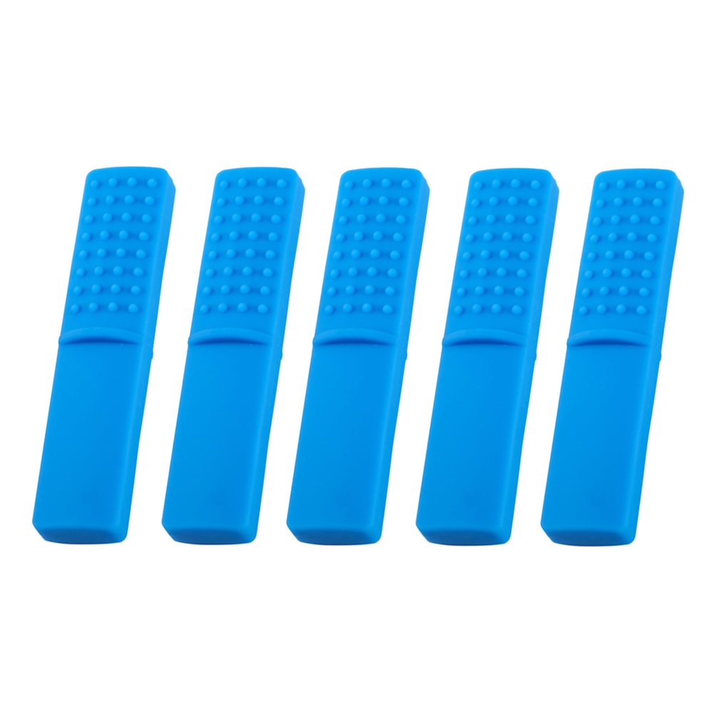 5 Pcs Blue Chewy Oral Tubes Tough Bar for People with ADHD, Autism, Biting Needs,Sensory Chew Toy,Oral Motor Chewy Teether Made from Food Grade Silicone Safety for People with Aggressive Biting Habits
