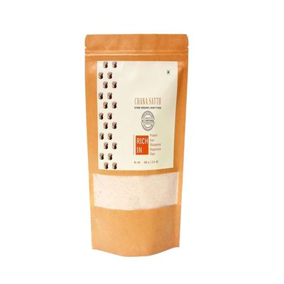 100% Natural Chana Sattu with High Protein and Fiber - Gluten-Free, Non-GMO Gram Flour Sattu for Drink Powder (Pack of 1, 500 GM)