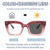 ICARA Classic Thick Square Frame Photochromic Reading Glasses, Womens Mens Full Reading Sun Glasses Variable Tinted Readers (PURPLE/PINK, 2.5, x) view 2
