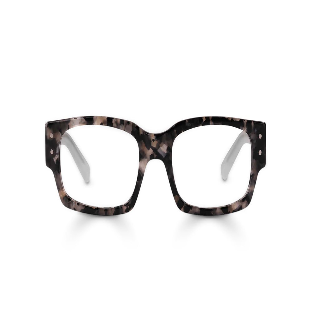 eyebobs - Peckerhead | Premium Reading Glasses for Men and Women | Rectangle Frame for Average Faces, Pebble and Black Tortoise/Milky White, 2.50