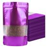 100 Pack Smell Proof Bags, Resealable Purple Mylar Bags with Matte Window, Foil Pouch Stand Up Sealable Bags for Packaging, 7.0810.23 Inch view 1