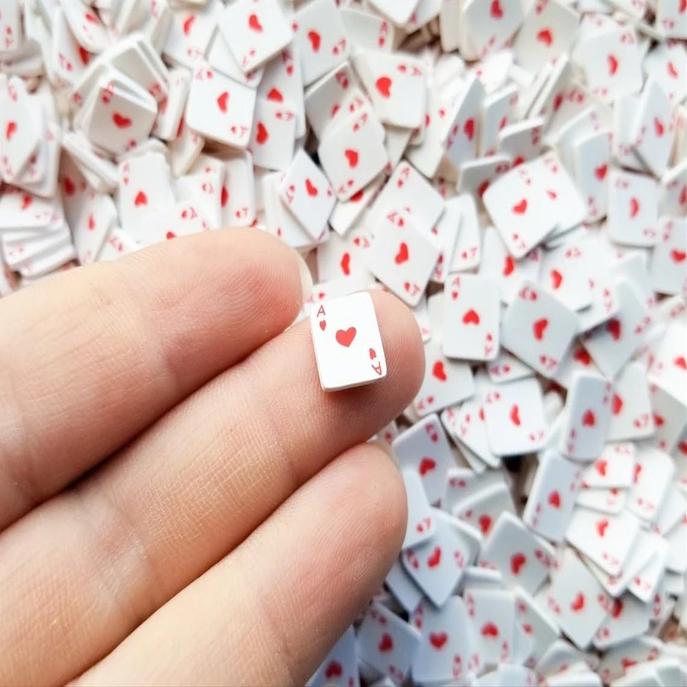 Large Ace of Hearts Playing Card Polymer Clay Sprinkles, Kawaii Fake Jumbo Sprinkle Mix for Decoden Crafts (30 gram bag)