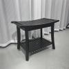 Shower Bench Inside Shower Stool Storage Shelf, Shower Bath Chairs Spa Seats for Bathroom Waterproof2-Tier Wood Spa Bath Organizer Stool for Indoor Outdoor (Black) view 2