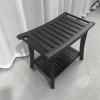 Shower Bench Inside Shower Stool Storage Shelf, Shower Bath Chairs Spa Seats for Bathroom Waterproof2-Tier Wood Spa Bath Organizer Stool for Indoor Outdoor (Black) view 4
