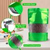 100 Pack Smell Proof Bags, Resealable Green Mylar Bags with Matte Window, Foil Pouch Stand Up Sealable Bags for Packaging, 7.8711.81 Inch view 3